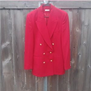 Red Double-Breasted Women's Blazer Jacket